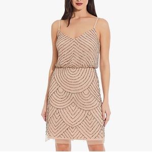 NWT Adrianna Papell Sequin Mesh Blouson Dress Size 4